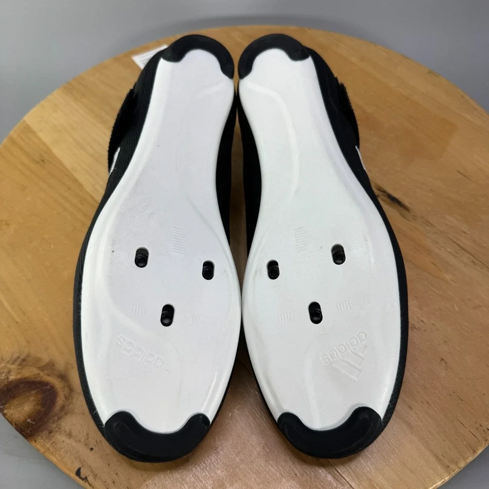 Adidas The Indoor Mens Size‎ 9.5 Cycling Bike Shoes Core Black White 3-Bolt NEW